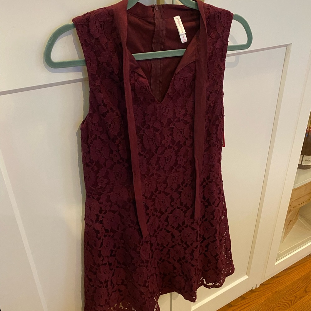 Xhilaration Lace Raspberry Wine Women's Back Zip Mini Dress
